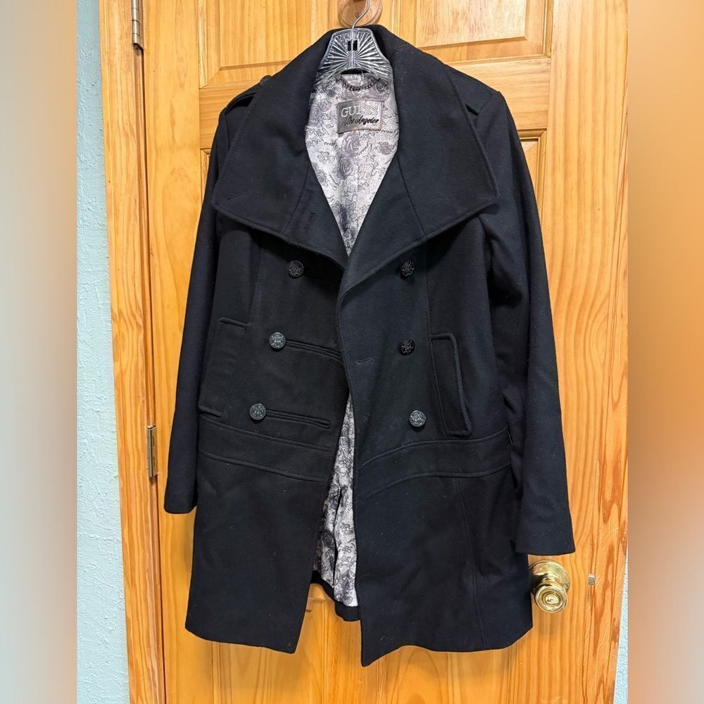 Guess black size M wool pea coat